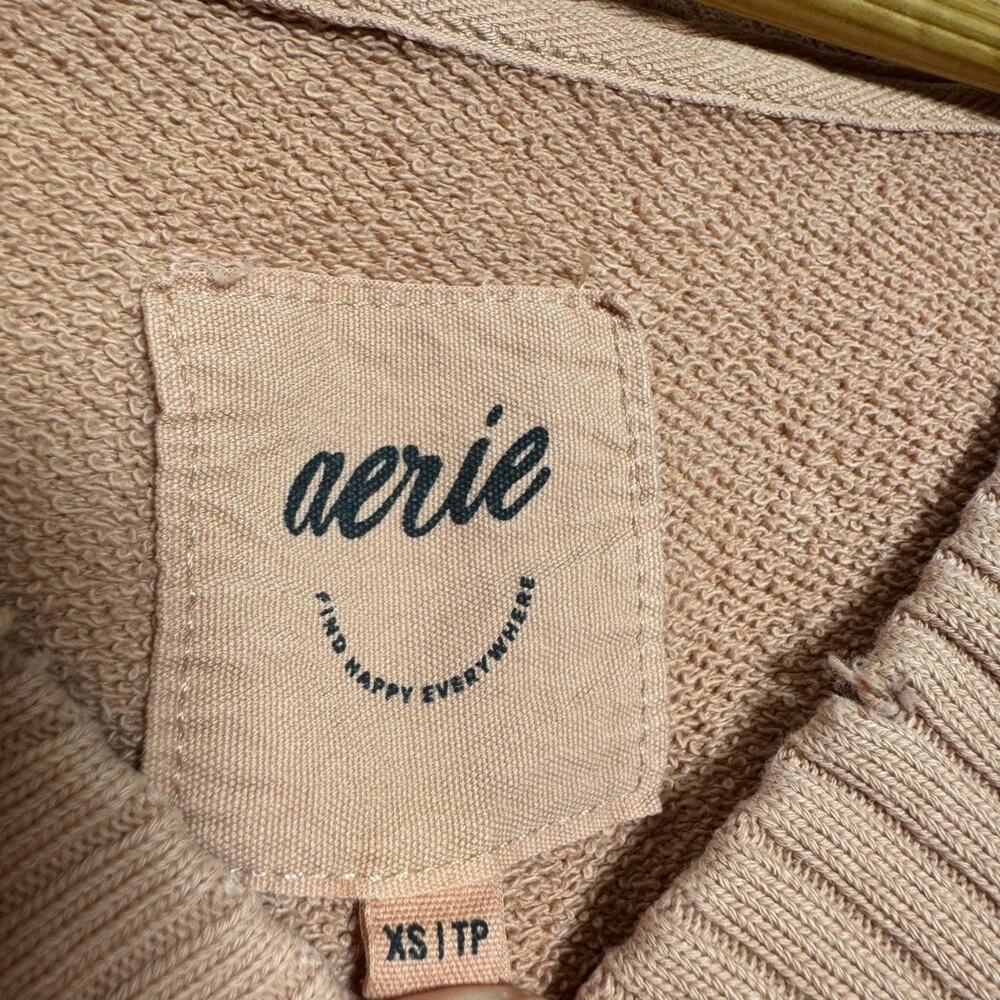 Aerie Terracotta Oversized V-Neck Sweater XS Boho Cozy Worn-In Look - Picture 3 of 4